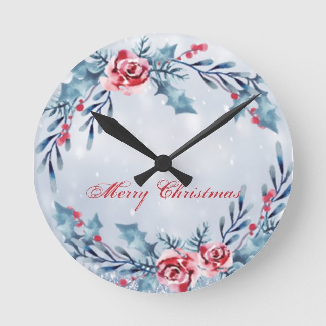 Perfect Beautiful Sparkly Blue Round Clock (Front)