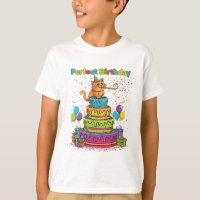 Perfect Birthday Cute Cartoon Cat on Rainbow Cake
