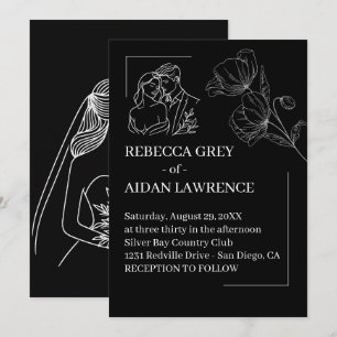 Perfect Black White Overlay Wedding  Invitation
