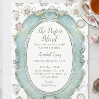 Perfect Blend Coffee Tea Bridal Shower  Invitation