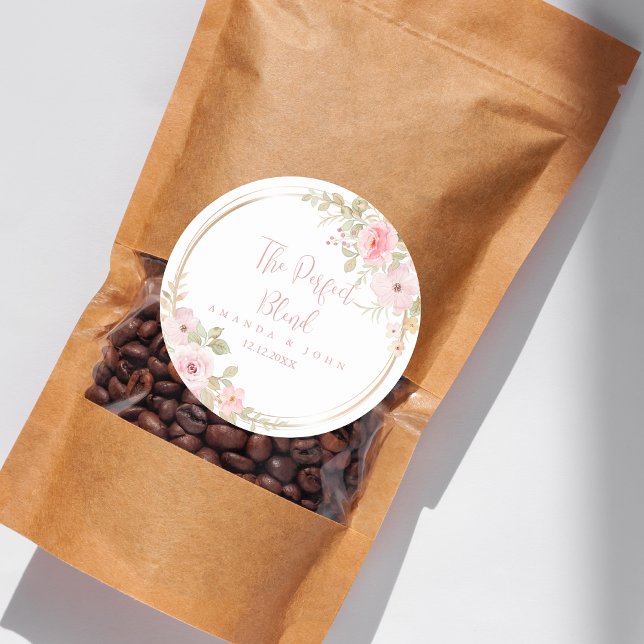 Perfect Blend Flower Wedding Coffee  Classic Round Sticker (Creator Uploaded)