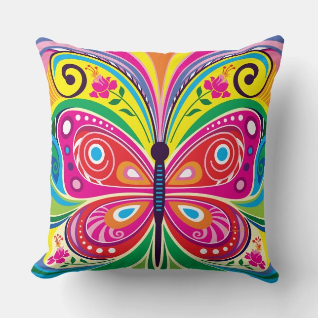 Perfect Butterfly Symmetry Throw Pillow (Front)