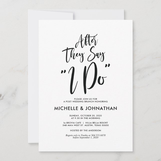 Perfect Calligraphy Post Mariage Brunch Invitation (Devant)