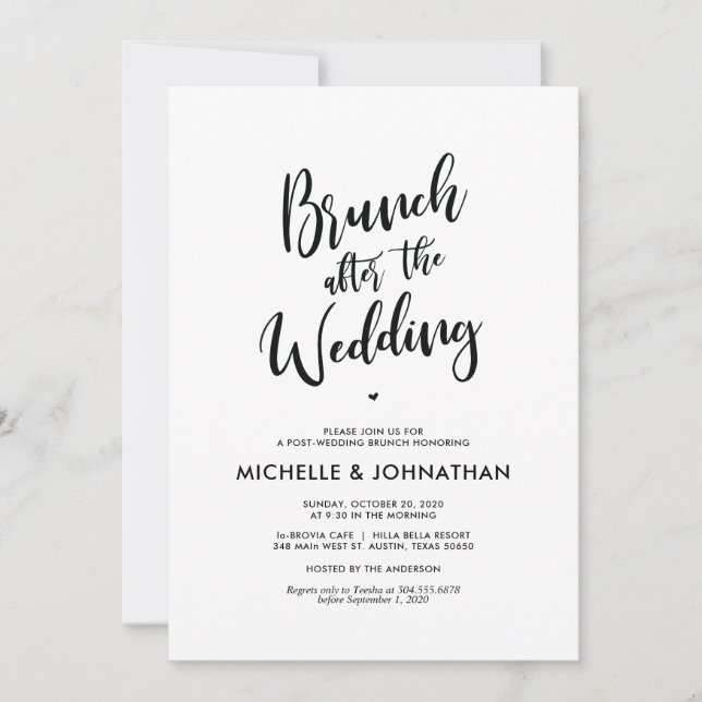Perfect Calligraphy Post Mariage Brunch Invitation (Devant)