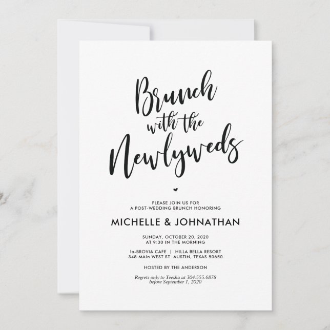 Perfect Calligraphy Post Wedding Brunch Invites (Front)