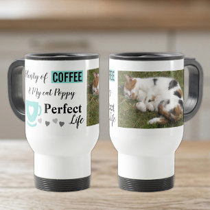 Perfect cat pet and coffee white mint photo travel mug