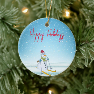 Perfect Christmas Snowman Beverage Ceramic Ornament