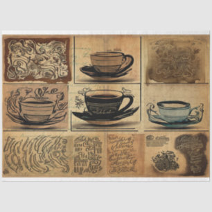 Perfect Coffee cup ephemera collage Tissue Paper
