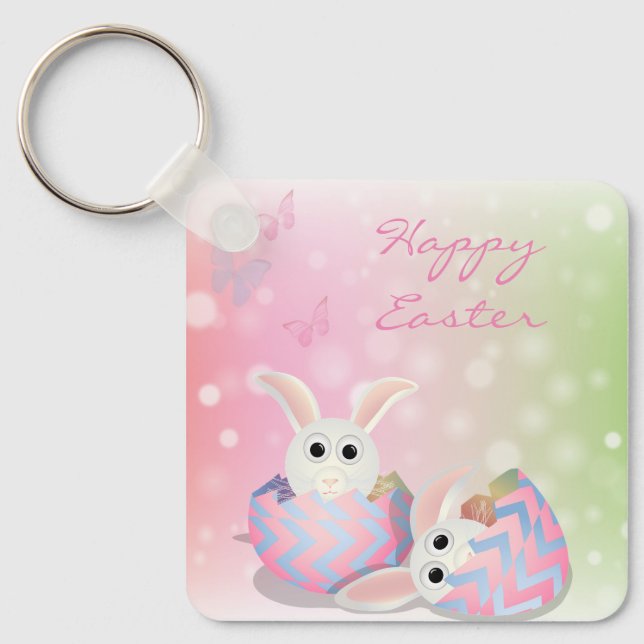 Perfect, Cool Happy Easter, Happy Bunny   Keychain (Front)
