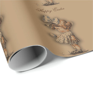 Perfect, Cool Happy Easter,  Vintige Little Girl  Wrapping Paper