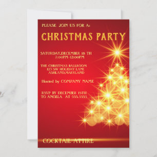 Perfect, Cool, Red Christmas Tree Invitation