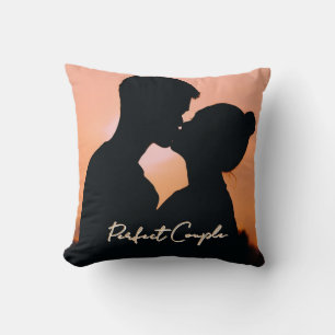 Perfect Couple Romantic Script Personalize Photo Throw Pillow