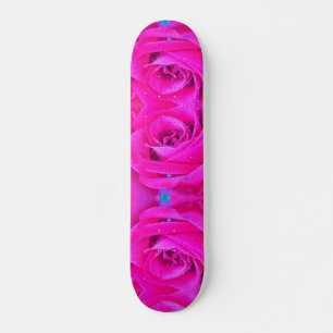 Perfect Crimson Red and Light Blue Rose Detail Skateboard