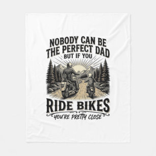 Perfect Dad Ride Bikes Vintage Biker Shirt Design_ Fleece Blanket