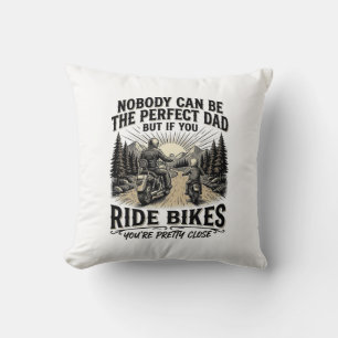 Perfect Dad Ride Bikes Vintage Biker Shirt Design_ Throw Pillow