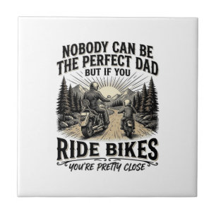Perfect Dad Ride Bikes Vintage Biker Shirt Design_ Tile