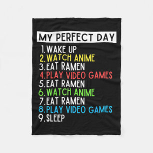 Perfect Day Anime Gaming Ramen Lover Funny Eat Sle Fleece Blanket