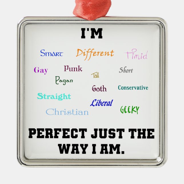 Perfect Diversity Gay Geek Pagan Word Art Metal Ornament (Front)