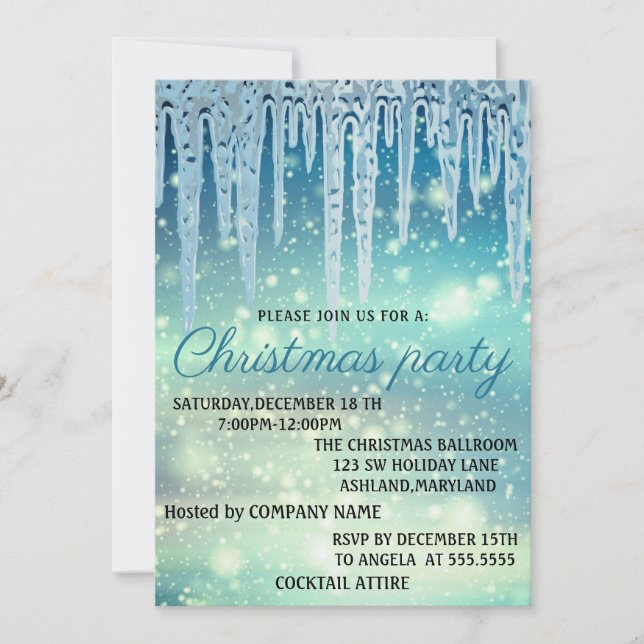 Perfect, Elegant, Blue Christmas Invitation (Front)