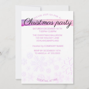 Perfect, Elegant, Flakes Pink Christmas Invitation