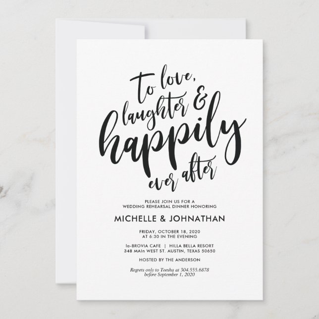Perfect Elegant Wedding Rehearsal Dinner Invites (Front)