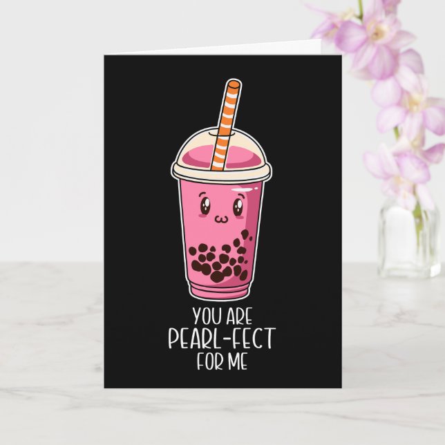Perfect for me boba pearl tea drink kawaii black card (Orchid)