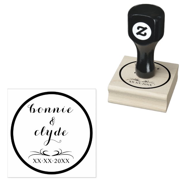 Perfect for Weddings - Romantic 2" x 2" Wood Art Rubber Stamp (Stamped)