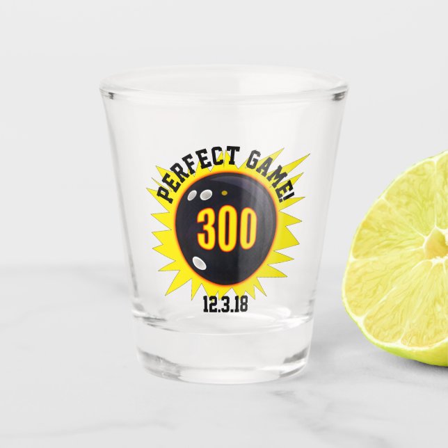 Perfect Game, Black & Yellow Shot Glass (Front)