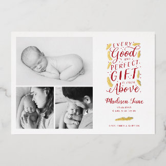 Perfect Gift Foil Holiday Card Birth Announcement