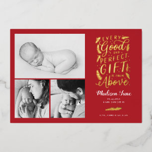 Perfect Gift Foil Holiday Card Birth Announcement