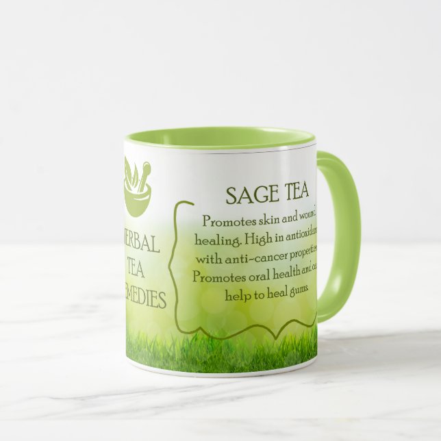 Perfect Gift/ Sage Tea Herbal Remedy Mug (Front Right)