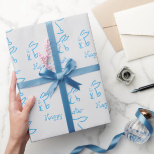 Perfect Happy Easter, Blue Bunny  Wrapping Paper
