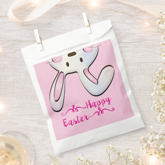 Perfect Happy Easter, Pink Bunny Favour Bag (Clipped)