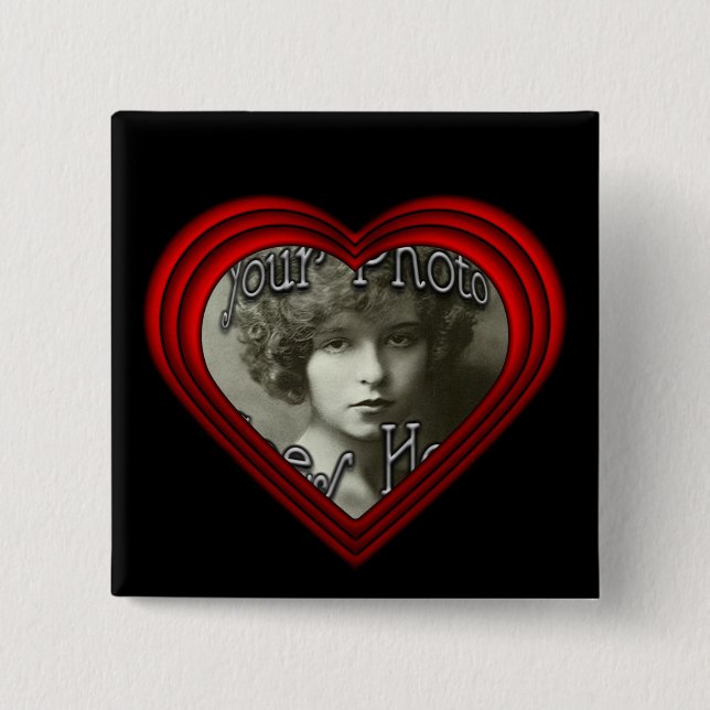 Perfect Heart Photo Frame Template 2 Inch Square Button (Front)