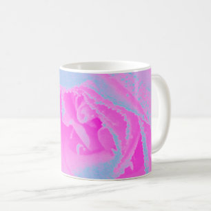 Perfect Hot Pink and Light Blue Rose Detail Coffee Mug