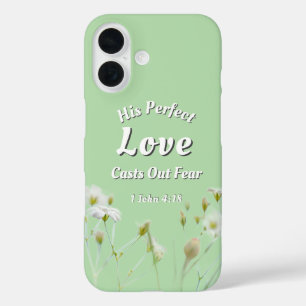 Perfect Love Casts Out Fear Floral Light Green iPhone 16 Case