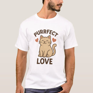 Perfect Love Cat Design | Cute Romantic Cat Artwor T-Shirt