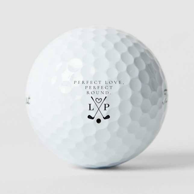 'Perfect Love, Perfect Round' Customizable Wedding Golf Balls (Front)