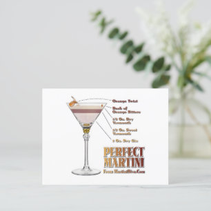 Perfect Martini Cocktail Recipe Art Postcard