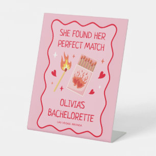 Perfect Match Bachelorette Party Welcome Pedestal Sign