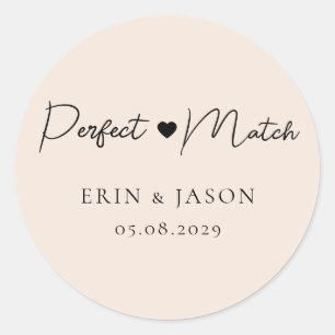 Perfect Match! Beige-Brown, Elegant, Simpel  Classic Round Sticker