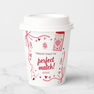 Perfect Match Coquette Bridal Shower Personalized Paper Cups