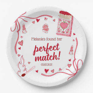 Perfect Match Coquette Bridal Shower Personalized Paper Plate