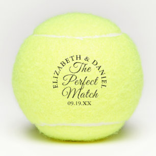 Perfect Match Elegant Script Wedding Favour Tennis Balls