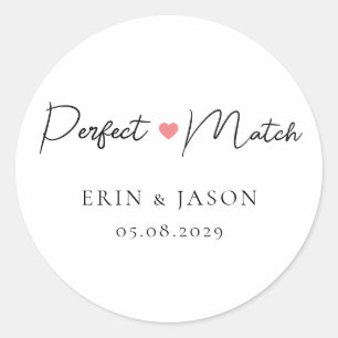 Perfect Match! Elegant, Simpel Classic Round Sticker
