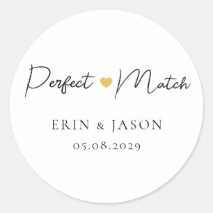 Perfect Match! Elegant, Simpel  Classic Round Sticker