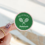 Perfect Match Last Swing Tennis Bachelorette Classic Round Sticker<br><div class="desc">Cute Tennis themed bach party! Part of a whole collection!</div>