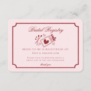 Perfect Match Made in Heaven Pink Bridal Registry Enclosure Card