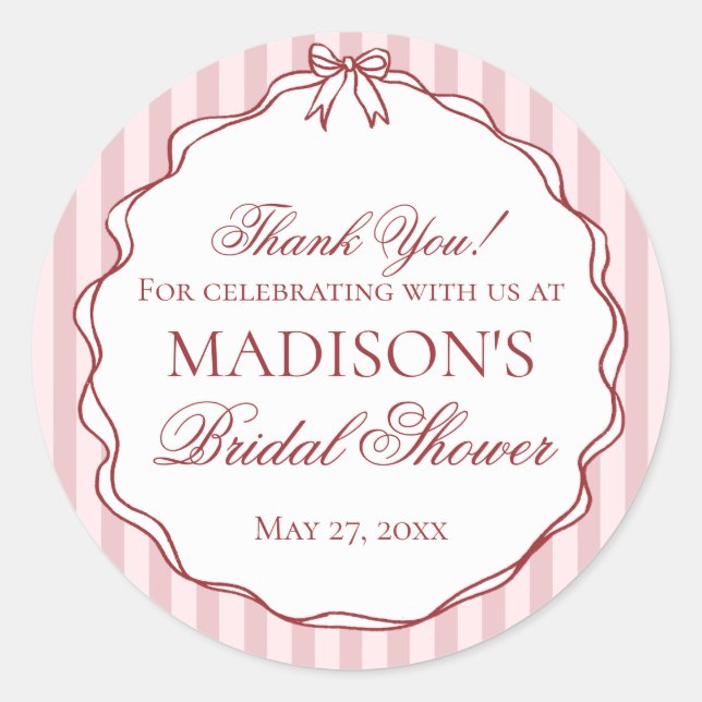 Perfect Match Matchbox Bridal Shower Circle Classic Round Sticker (Front)