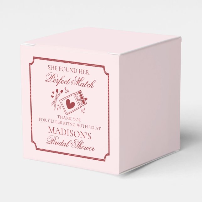 Perfect Match Matchbox Bridal Shower Dessert Favor Box (Front Side)